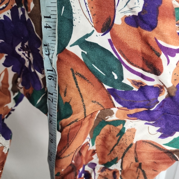 Vintage 80s Ann Hill Floral Short Sleeve Top Blouse Small - Picture 7 of 8